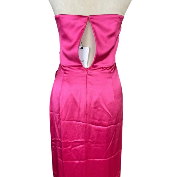 Sau Lee NWT Priyanka Hot Pink Satin Strapless Formal Maxi Gown Prom Dress - Picture 7 of 11